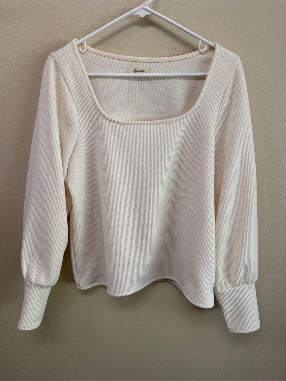 Madewell Women’s Ribbed waffle knit Cream Top SzL